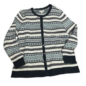 Croft & Barrow Black and White Geometric Cardigan